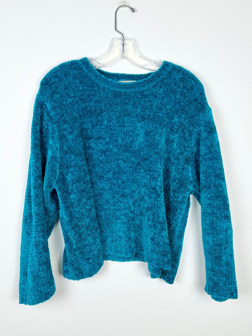 Vintage Northern Reflections Blue Teal Chenille Crewneck Fluffy Sweater